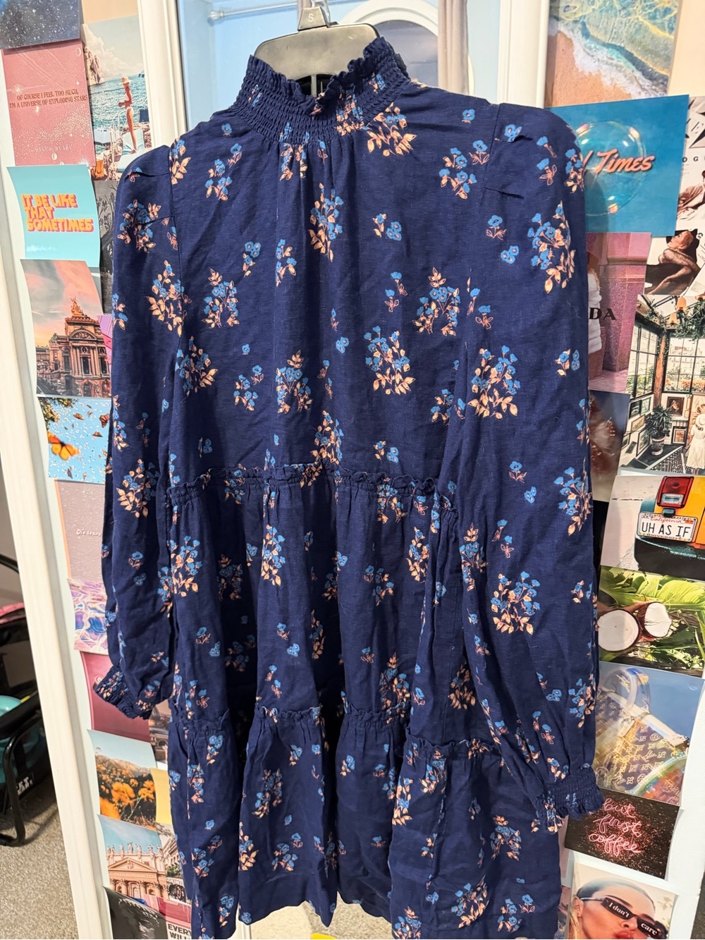 Free People Navy Floral Print Dress